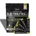 Enhanced Electrolyte Powder Stick Packs (Strawberry Kiwi | 20 Packets) w/ 0 Sugar +BCAAs +B-Vitamins Electrolyte Supplement w Potassium Zinc & Magnesium for Hydration - Keto Electrolytes