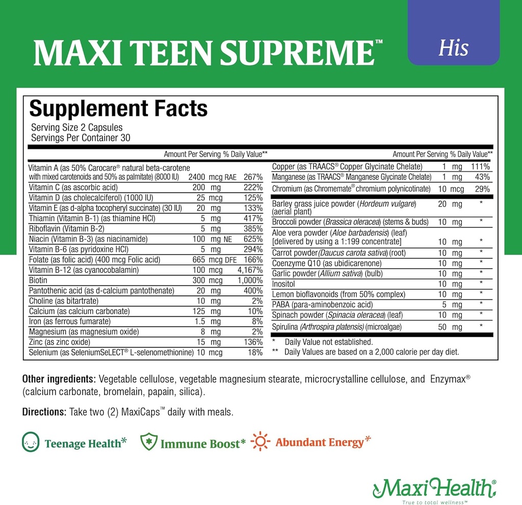 Grupo Multivitamínico para niñas con D3, Hierro, Calcio, Biotina, Enzimas digestivas – Multi vitaminas para la energía, Immune &amp; Mood Support – 60 Cuenta cada una