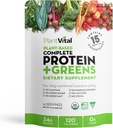Polvo de proteína orgánica vegetal desarmado - 15 Superalimentos, verduras y probióticos - Polvo de proteína orgánica de base vegetal - Todos los BCAA, Gluten Free - 16oz -1 Pouch