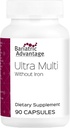 Bariatric Advantage Ultra Multi Sin Hierro, Alta Potencia Multivitamínica Diaria para Cirugía Bariatrica Pacientes con 22 Vitaminas Esenciales y Nutrientes - 90 Capsules, 30 Servimientos