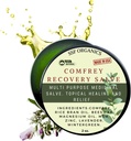 SSF Organics Comfrey Recovery Salve. Bálsamo herbal orgánico para huesos, musculos, articulaciones, rodillas, piel, hinchazón y cuidado del tatuaje. Artesanado, de bajo consumo. Sin armas químicas. 2 oz