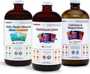 LIQUIDHEALTH Muscles, Bones & Joints Liquid Vitamin Bundle with Daily Multi Mineral, Optimum Joint Liquid Glucosamine, and Calcium &amp; Magnesium Supplements - Bone & Joint Health, Energy, Vegan, Non-GMO