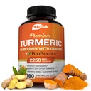 NutriFlair Curcumina Turmérica con Ginger y BioPerine Black Pepper Suplementos, 180 cápsulas - 95% Curcuminoides - Soporte Conjunto, Antioxidante, Anti envejecimiento - Natural, No GMO, Mejor Potencia Máxima Vegana