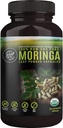 Cápsulas de hoja de Moringa 100% crudas y puras. Hoja de Moringa certificada orgánica. Superalimentos naturales con ácidos esenciales, antioxidantes y Omega 3, 500 mg, 120 cápsulas.