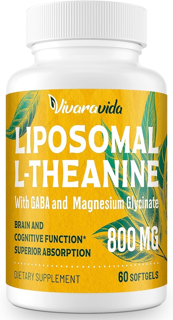 L-Theanine 800mg Suplemento con GABA y Magnesium Glycinate - Compuesto natural, sueño y relajación (60 Softgels)
