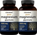 Glycinate de magnesio puro 500mg con vitamina soluble grasa C, 480 cápsulas de verduras (2 Pack) Silencioso Suplemento para el musculo, la enzima, & Heart Support* – 100% Chelated & Purified – Non-GMO, Filler Free