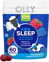 OLLY Kids Sleep Gummy, 0.5mg Melatonin, L Theanine, Chamomile, y Lemon Balm, Childrens Chewable Supplement, Occasional Sleep Support, Raspberry - 60 Count