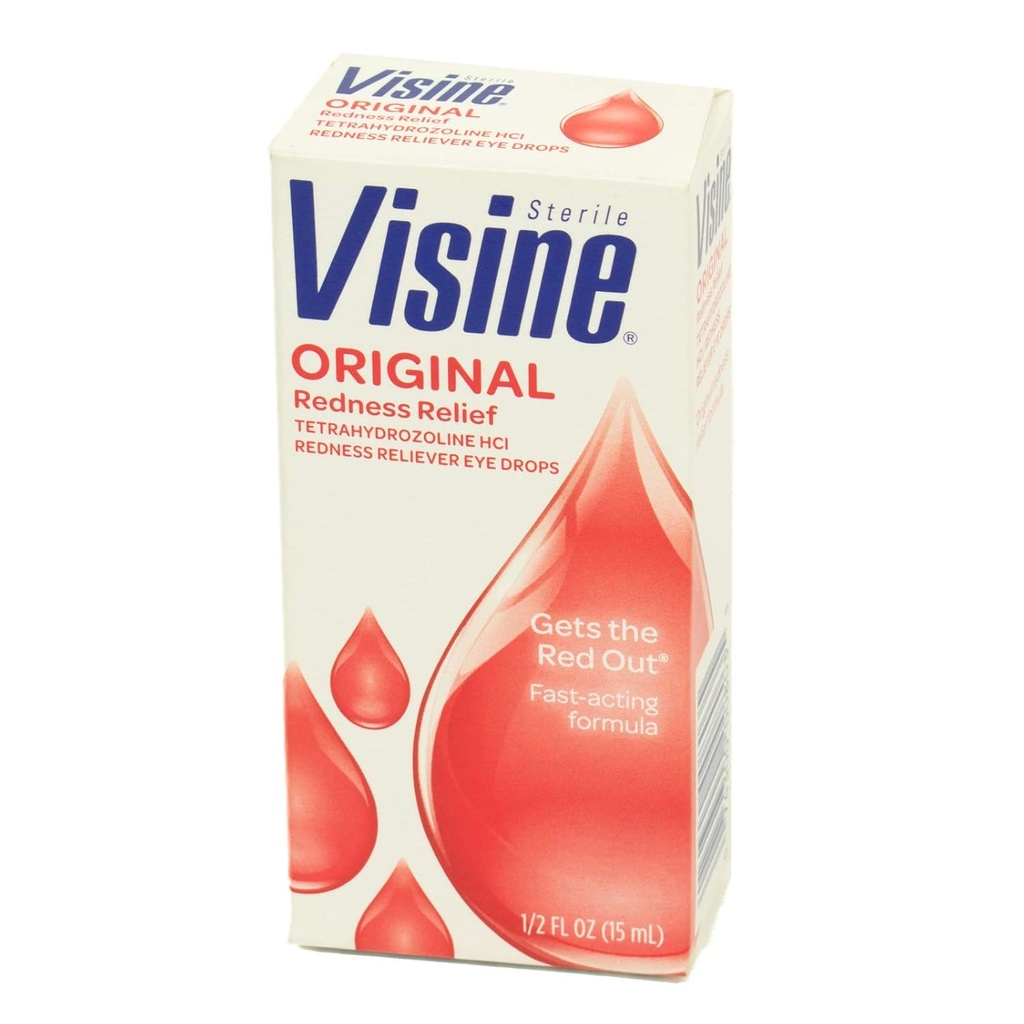J & J Visine Eye Drops, Visine Original Eye Drops.5 oz. Botella (Paquete mayo Vary)