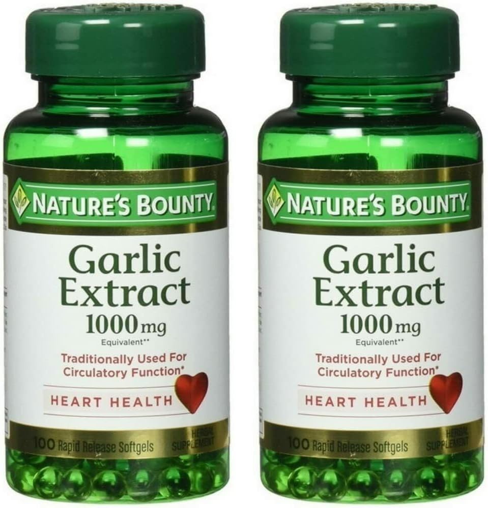 Extracto de ajo rebote de la naturaleza 1000 mg Softgels para soporte cardiovascular,100 ea (Pack of 2)