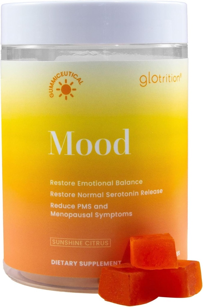 Glotrition Mood Gummy tención mejora el humor y reduce los sentimientos de estrés ¦ Alevia los síntomas del PMS y los flashes calientes para las mujeres menopáusicas