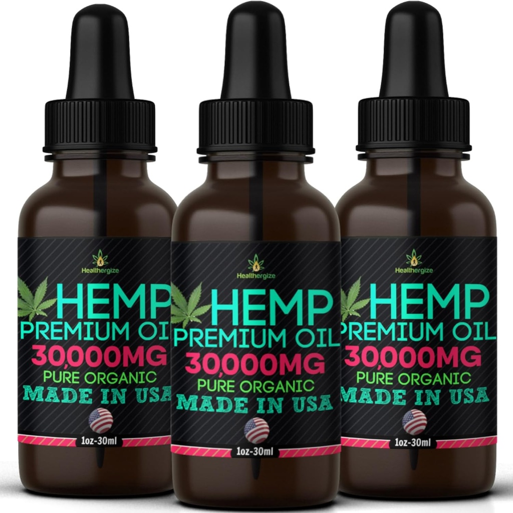 Hemp Oil -3 Pack-High Potensy Hemp Seed Oil-Made en EE.UU., Extracto Orgánico, Full Flavor Natural Ventajas, para la piel, el alivio, el sueño, la calma, el malestar, los músculos, Masaje-Safe para Pets-Full Omega 3,6, 9