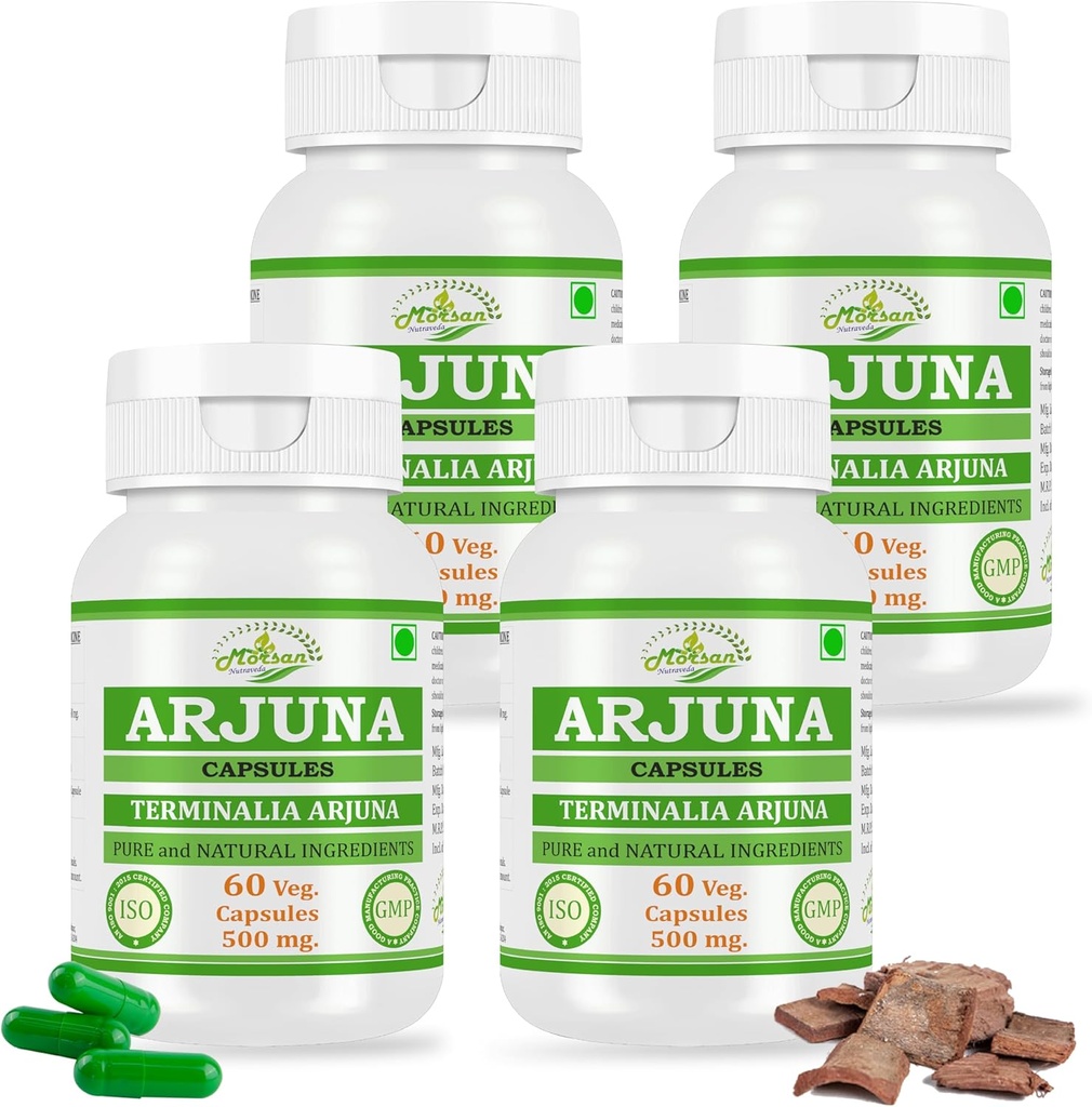 Natural y Puro Herbal Terminalia ARJUNA (Arjuna) Extracto Cápsulas ← Potencia más alta, 100% Herbal Producto tención Pack de 60 X 500 mg. Veg. Cápsulas (Pack of 4 Jar)
