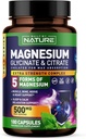 Complejo de Magnesio 500mg - 5 Formas de Glycinate de Magnesio, Citrato, Malato, Oxido &amp; Aquamin con 72 Minerales Trace - Aplausos para la Absorción - Suplemento para el Musculo, Nerve, Corazón &amp; Dormir (180 cápsulas)