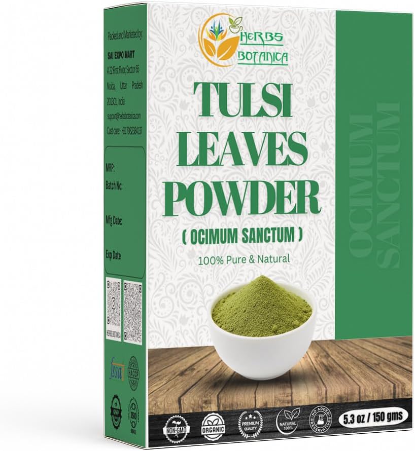 Herbs Botanica Tulsi Powder Tulasi Santa Basil Tulsi Powder Ocimum Sanctum Vitality &amp; Wellness - Pura, Natural y Invigorante Inmunidad Naturalmente 5.3 oz