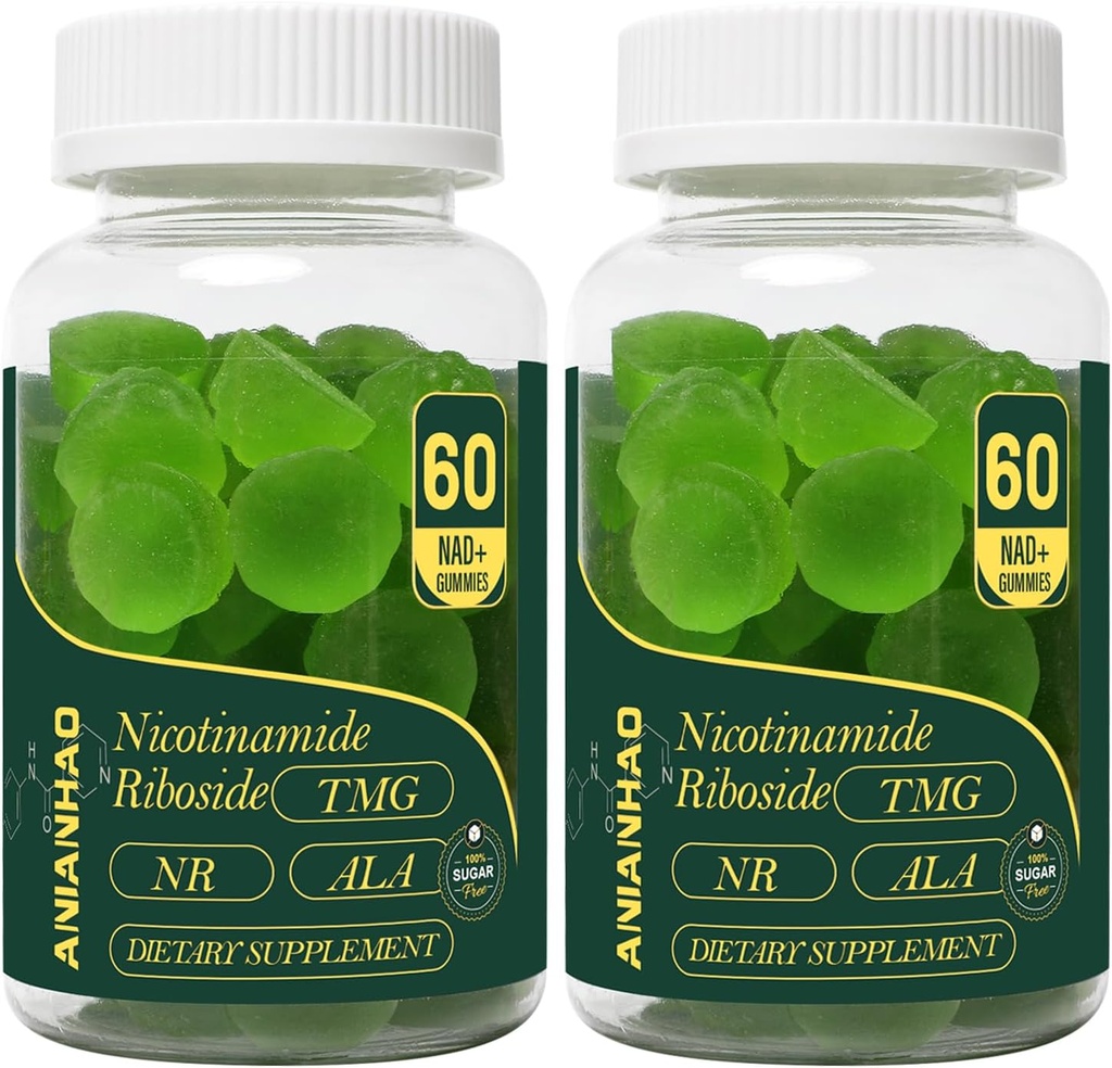 NAD+ Sugar Free Gummies 1500mg, 60 Gummies, True NAD+ &amp; Resveratrol Supports Anti-Aging, Antioxidant Support, Metabolism & Energy Boost (2 Month Supply)