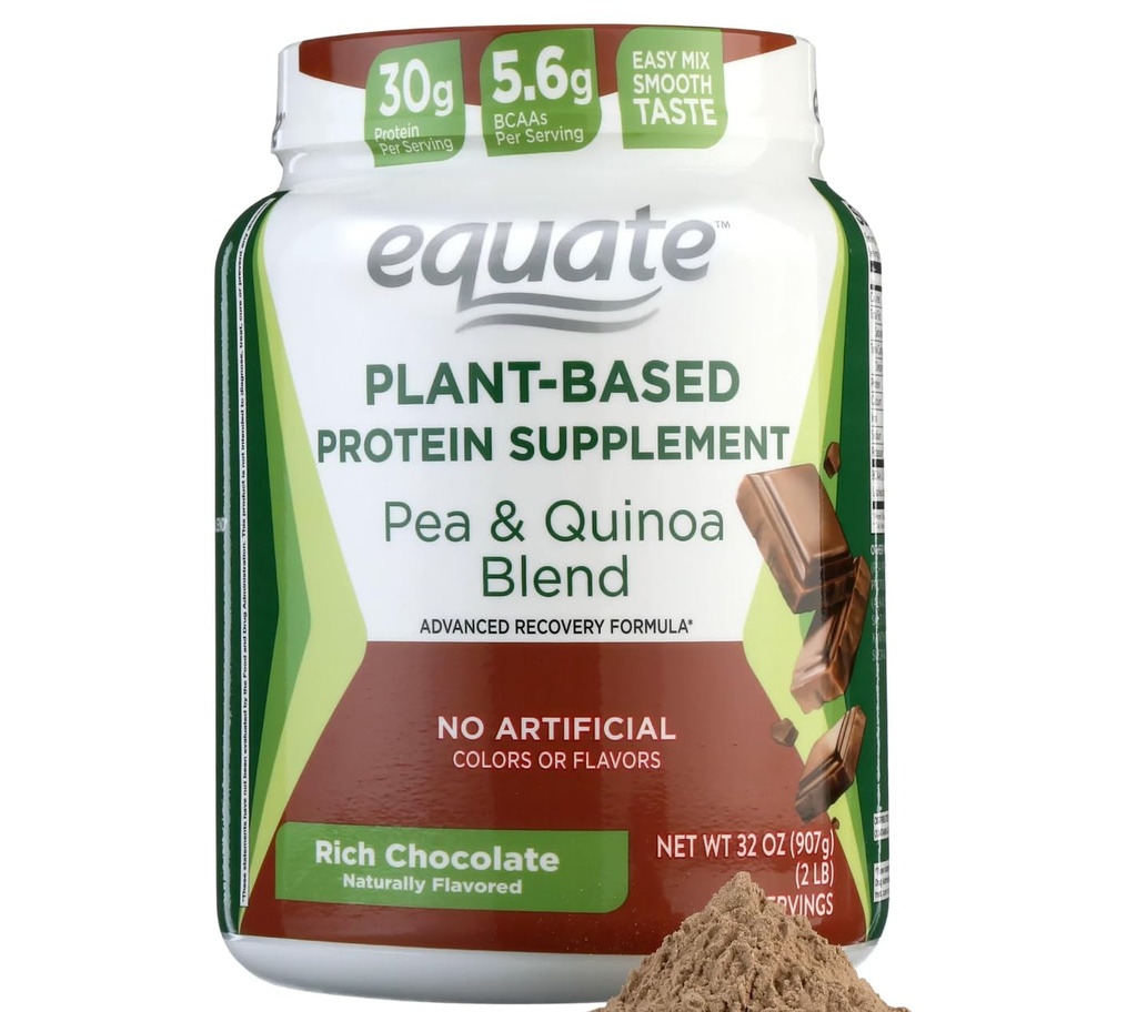 Suplemento de proteína de base vegetal, Chocolate rico sin colores artesanales 32OZ-L8