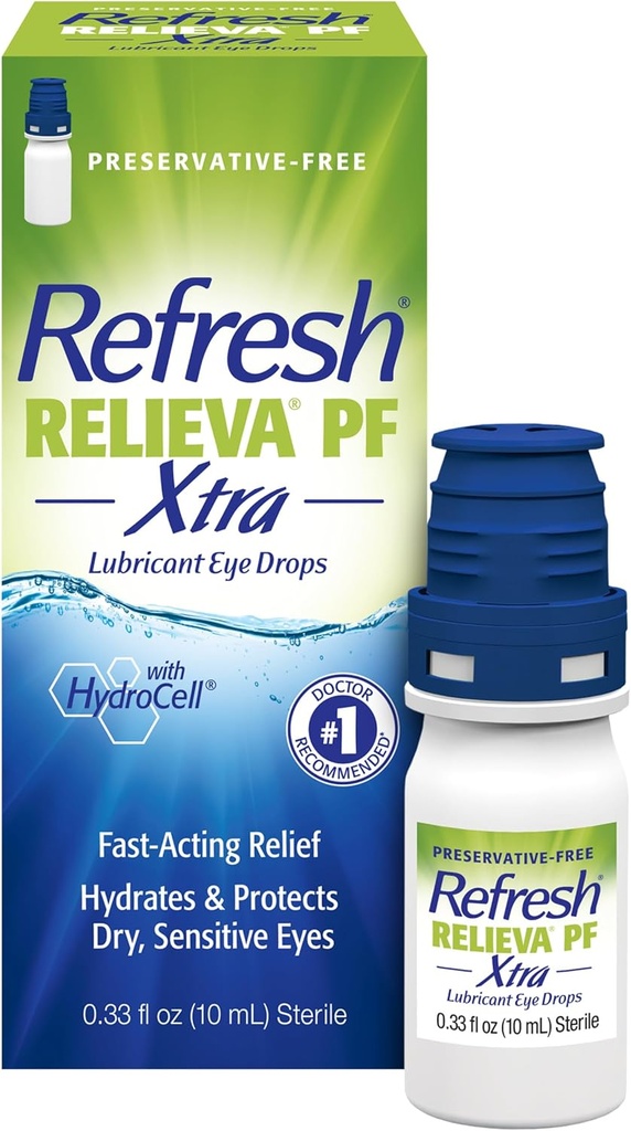 Refresh RELIEVA PF Xtra Lágrimas artificiales sin reservas Lágrimas Ojo lubricante, 0.33 fl oz (10 mL)