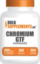 BulkSupplements.com Chromium GTF Capsules - Suplemento Mineral, GTF Chromium 200mcg - Gluten Free, 1 cápsula por Serving, 365 cápsulas (Pack of 1)