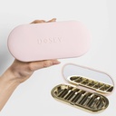 Dosey 7 Day Pill Organizador de píldoras de viaje compacto - Caja de píldoras con 7 piezas para el almacenamiento de medicamentos y protección - Elegante y elegante organizador de medicamentos con espejo, desbloqueo