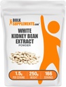 BulkSupplements.com White Kidney Bean Extract Powder - White Kidney Bean Powder - Suplemento Herbal - Gluten Free, 1,5g por Serving, 250g (8.8 oz) (Pack of 1)