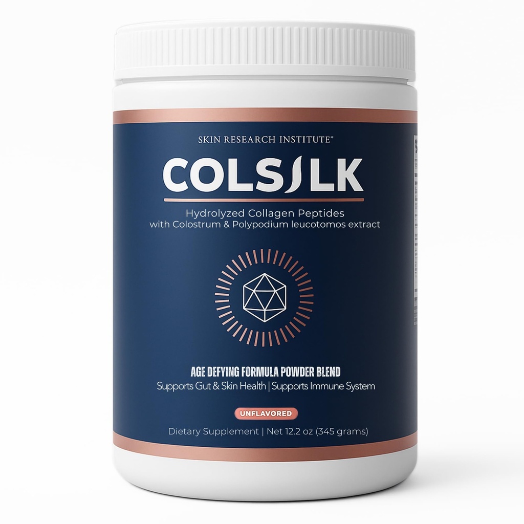 SRILabs ColSilk Unflavored Hidrolyzed Collagen Powder with Colostrum and Polypodium - Skin, Hair, Nails, Gut Health and Joint Support - One Scoop Daily tención 1 Mes de Suministro