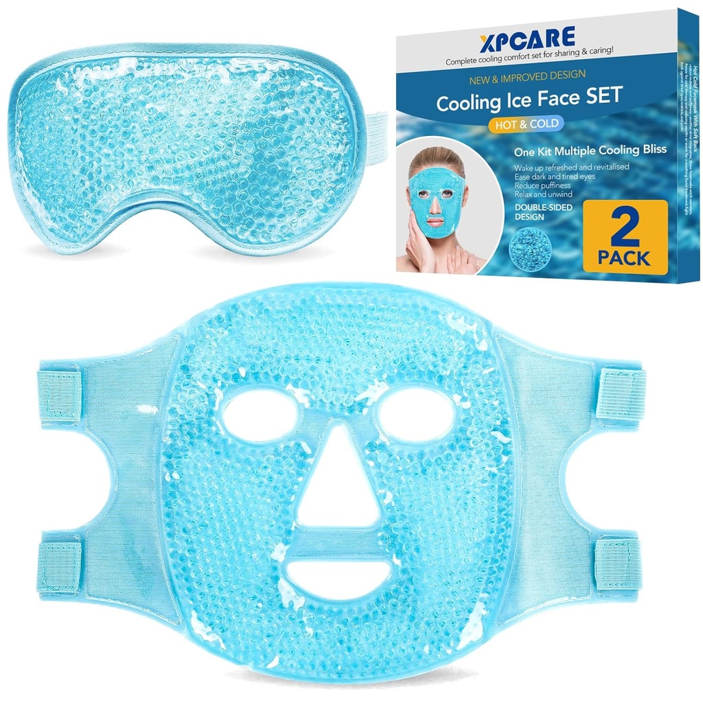 XPCARE Colding Ice Face Mask and Cooling Eye Mask for Puffy Eyes & Migraine Relief, Gel Eye Mask, Cool Face Masks for Dark Circles, Eye Surgery, Sleeping, Pressure, Headaches, Skin Care