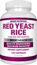Arazo Nutrición Levadura Roja Extracto 1200 MG – Citrinina Suplemento Gratis – Vegetarian 120 cápsulas
