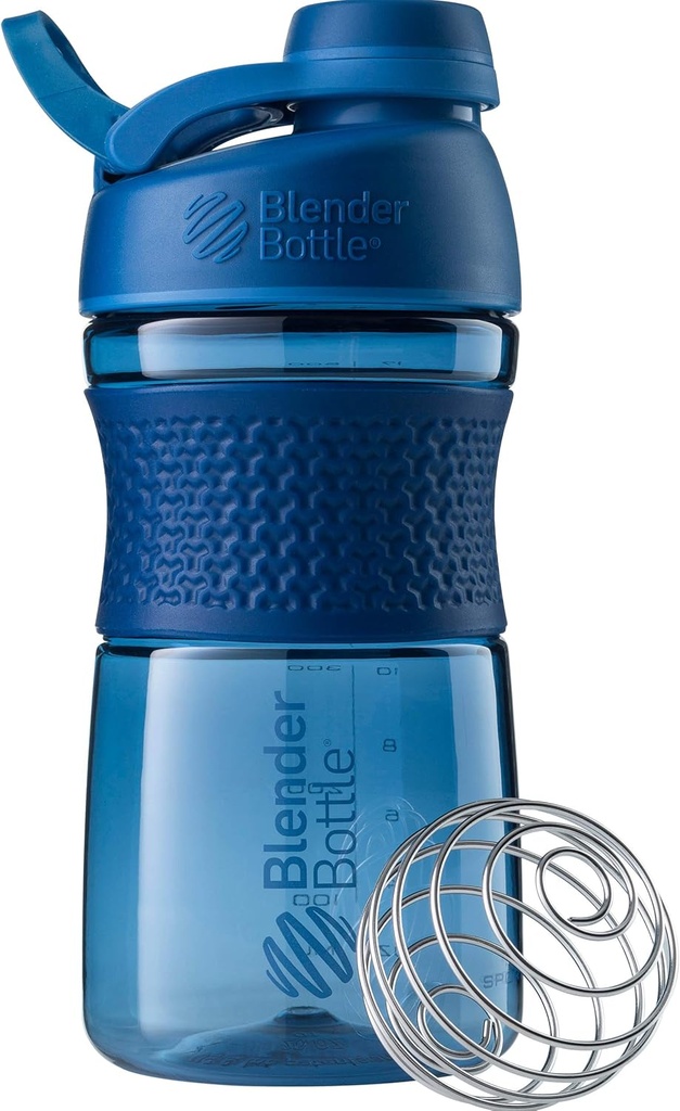 BlenderBottle 20-Once Black and Navy Protein Shaker Botellas con BlenderBall Wire Whisk