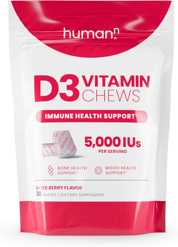 Humedales de vitamina D3 - Vitamina D 5000iu de alta potencia (125mcg) ayuda a apoyar el Modo saludable, la inmunidad, la salud respiratoria &amp; la salud ósea, sabor de baya mixta, 30-Count