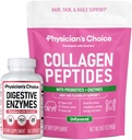 CHOICE de Physician - Full Gut Health Bundle: Collagen Peptides Powder + Digestive Enzymes 60ct for Digestive Comfort, Workout Recovery, & Skin, Nails y Joint Support