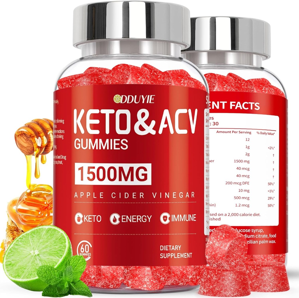 (2 Pack) Manzana Vinagre Gummies tóxico Keto ACV Gummies for Support Metabolism & Fat Burn with Vitamin B6 &amp; B12 ← ACV Suplemento Silencio Lemon Honey Flavor  120 Vegan for Women and Men