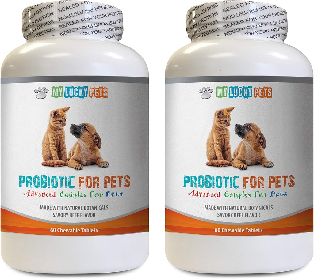 enzimas digestivas probióticas para perros - PET PROBIOTIC - DOGS AND CATS - BOOST DIGESTIVO - Obtener RID OF BAD BREATH AND STOP DIARRHEA - lactobacillus salivarius probiotic - 2 Botellas (120 Treats)