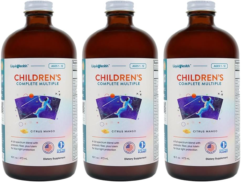 LIQUIDHEALTH Multivitamina líquida completa para niños, niños pequeños - Vitaminas esenciales, nutrientes " minerales, apoyo inmunológico, Gut Health - Made in The USA, Vegan, Non GMO, Sugar-Free (3 Pack)