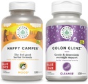 Natural Balance Happy Camper y Colon Clenz Bundle - Feel-Good Mood Support Plus Herbal Colon Cleanse y Detox - Garantía de 60 días - 75/150 Servimientos, 150 VegCaps