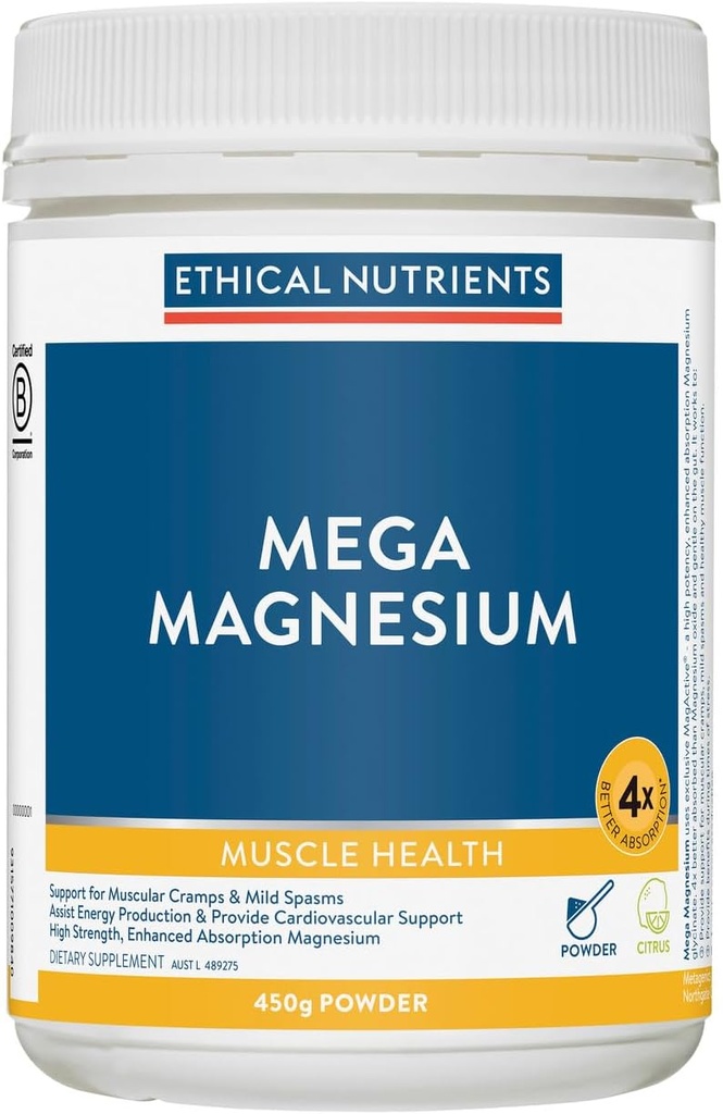 Nutrientes éticos Mega Magnesio Polvo Citrus 450g