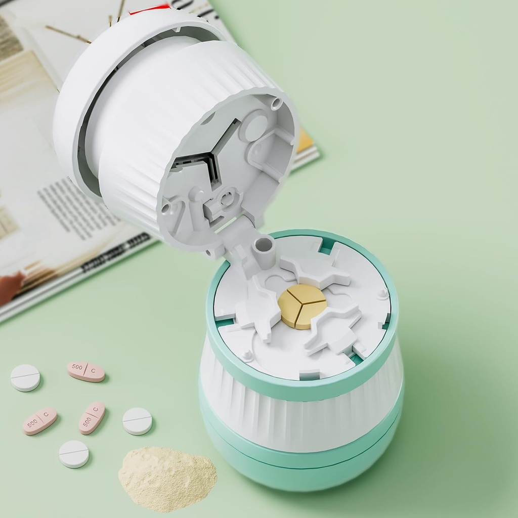 Pill Cutter - Pill Splitter con hoja de acero inoxidable para cortar pequeñas pastillas o grandes píldoras en un tercero, Pill Cutter 1/3, Apto para cortar vitaminas, tabletas (1-3 verde)