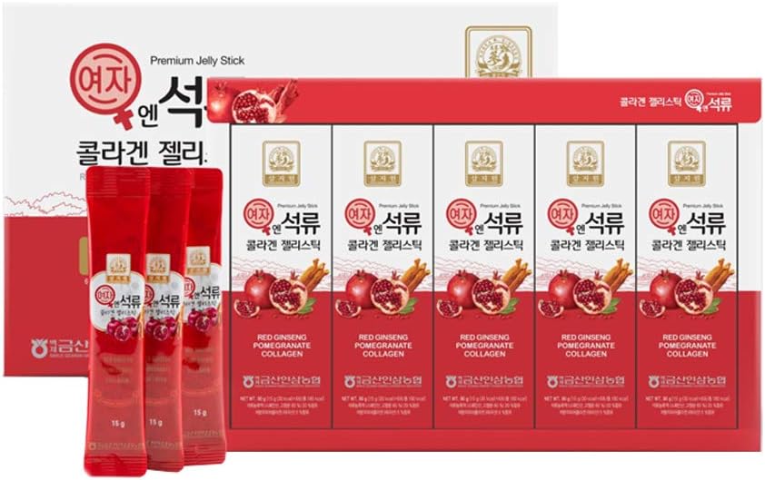 Coreana Belleza Baekje Geumsan Mujer Pomegranate Collagen Jelly Stick 5.1oz / 30 Cuenta (5 Pack)