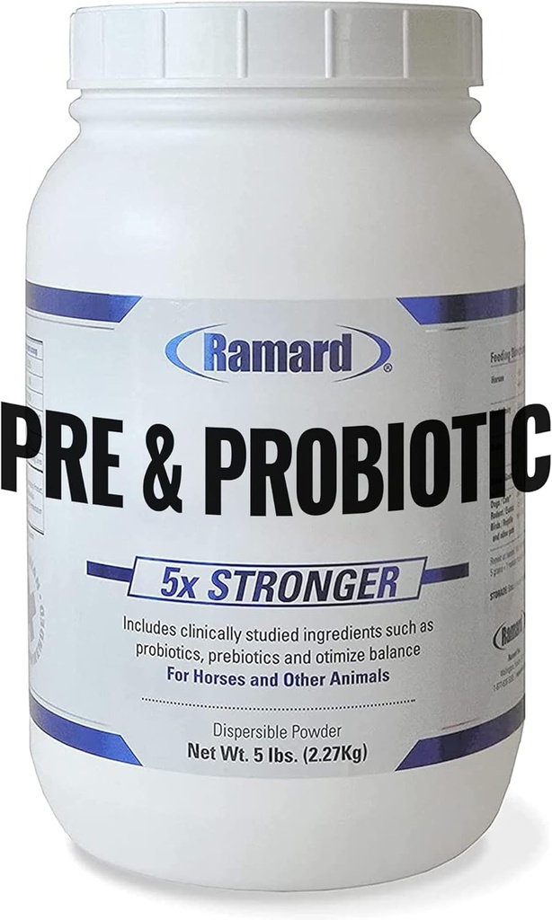 Ramard Total Prebiótico " Probiótico Equino Fórmula - Suplemento Digestivo Natural para Caballos Optimal Gut Health, Nutrient Absorption, Foal Support Pro " Pre Biotics for Livestocks and Horse 5 lbs Jar