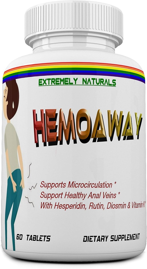 Vitaminas Hemorroideas Naturales. Piles &amp; Alivio de la Fisura Anal. 60 cuadros