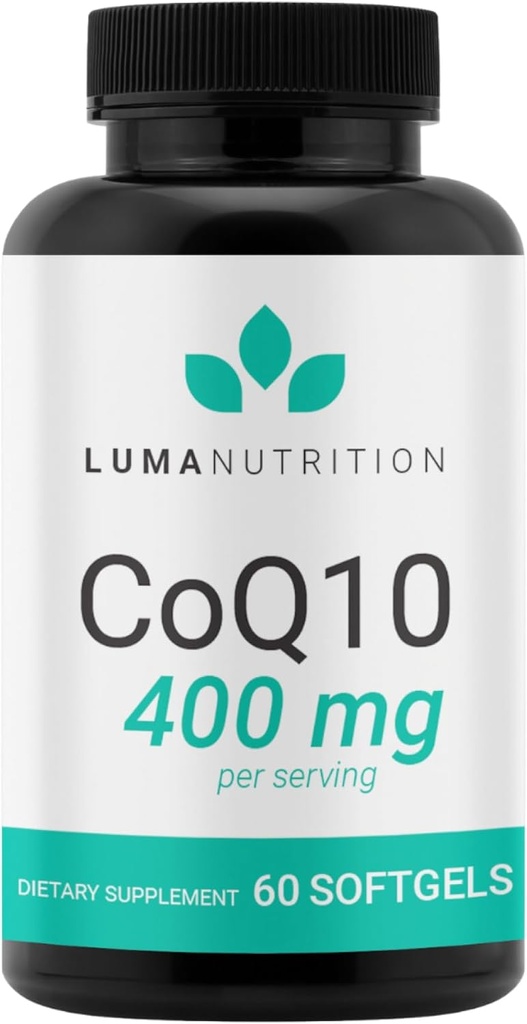 Luma Nutrition CoQ10 400mg Softgels - Coenzima de alta absorción Q10 - Co Q-10 200mg / 400mg Por Serving - Heart Health - 60 Liquid Softgels