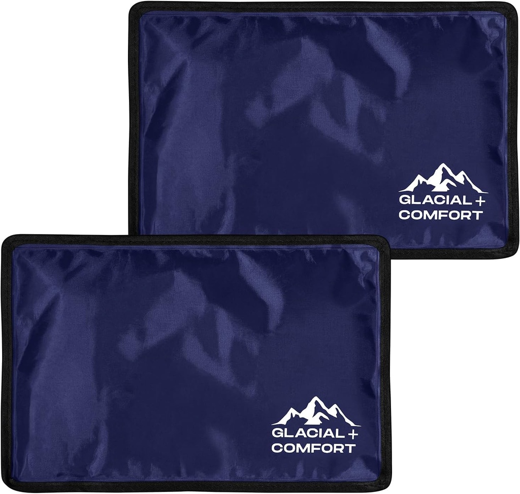 Glacial Comfort Gel Ice Pack for Back Pain - (12" x 8") Reusable Cold Pads for Hip, Knee, Lesiones de hombro, Estrechos musculares, Migraine &amp; Postpartum Recovery with Flex Technology - After Surgery.