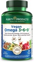 Productos de pureza Omega 3-6-9 Fórmula Vegana y Vegetariana - “5 en 1” Complejo de ácidos grasos esenciales - Omega con base científica 3 6 9 ácidos grasos esenciales (EFA) - de (60)