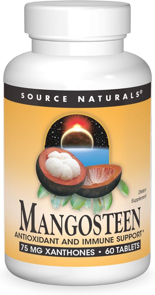 Fuente Naturales Mangosteen, Antioxidante y Soporte Inmuno*, 75 mg Xanthones - 60 Tablets