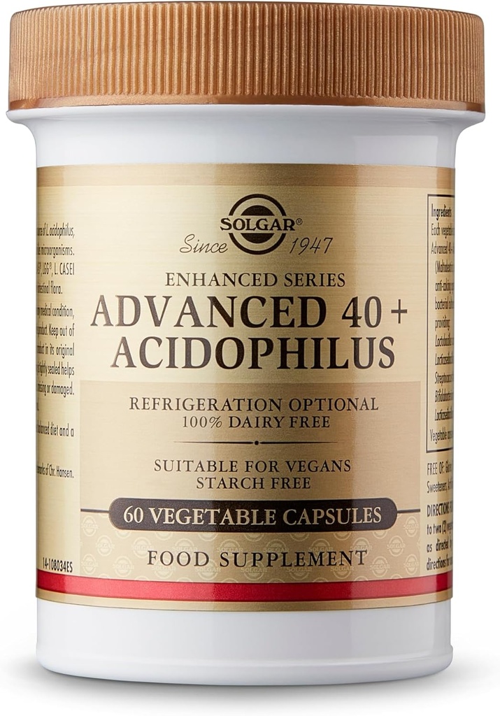 Solgar Advanced 40+ Acidophilus, 60 cápsulas vegetales