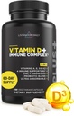 Livingood Daily Vitamin D + Complejo Immune, Hecho con Vitamina D3 K2, Zinc, Magnesio, Vitaminas E &amp; A y Probióticos, Suplemento de Apoyo Inmunitario, Absorción Avanzada, Gratuita de gluten, No GMO, 60 cápsulas