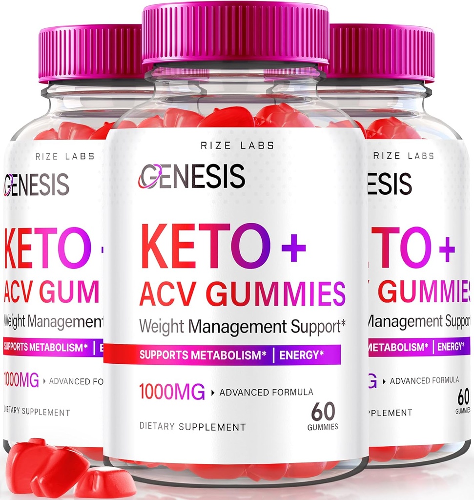 rize labs - Genesis Keto Keto+ACV Gummies, Suplemento para la Pérdida Avanzada de Peso, Todas las Gummies Extremadas Naturales (180 Gummies)