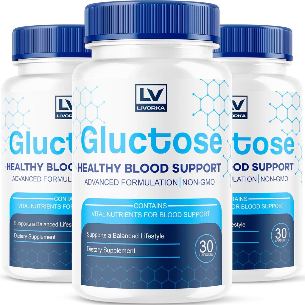 (3 Pack) Gluctose Advanced Blood Support, Gluctose, Gluctose - Advanced Blood Support Supplement, Gluctose Supplement Support Capsules - All Natural Formula, 90 cápsulas para 3 meses