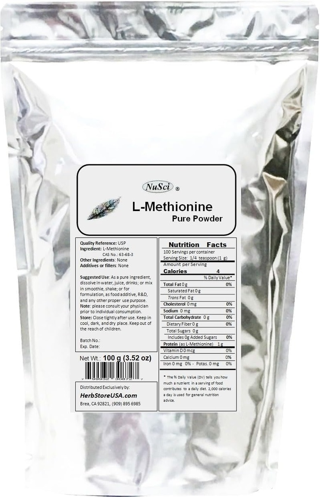 L-Metionina Powder Pure (100 gramos (3.52 oz))