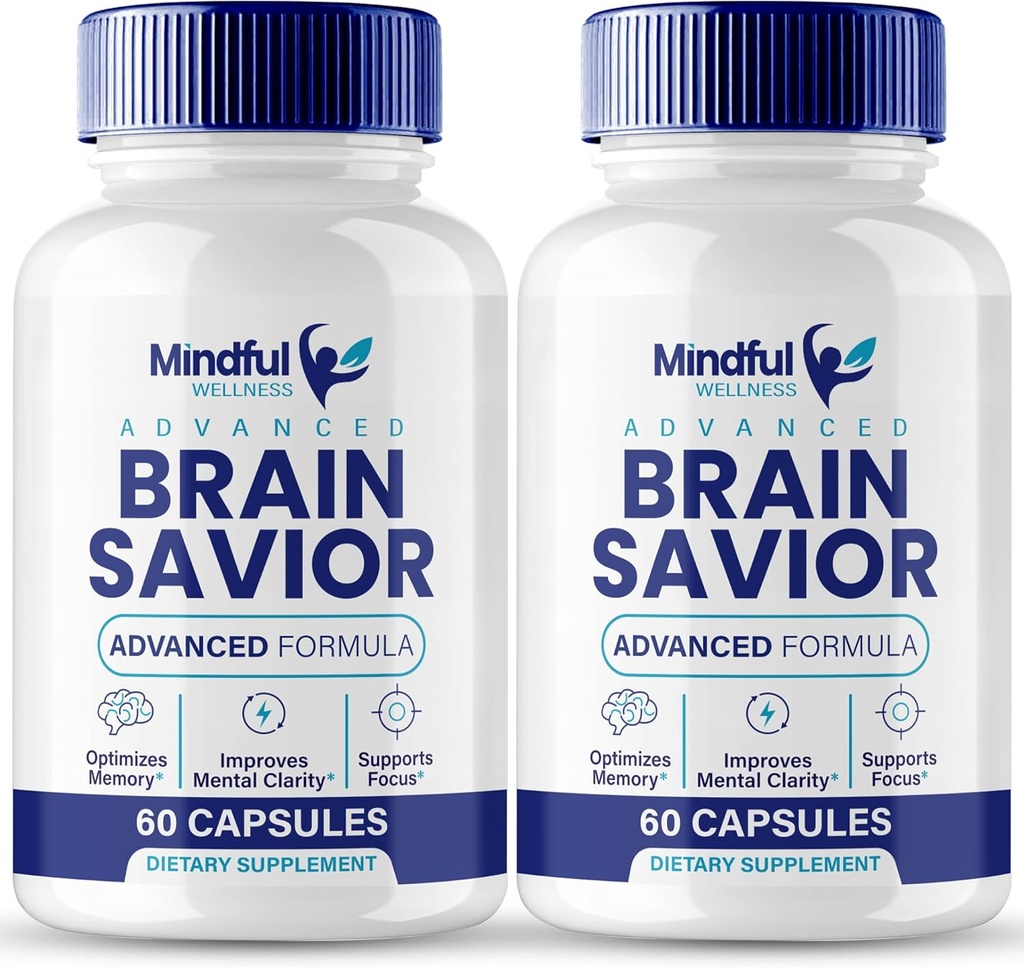 Suplementos cerebrales para cápsulas de memoria y foco, BrainSavior Advanced Formula Brain Health Support - Maximum Strength Nootropics Brain-Savior All Natural Support Reviews (2 Pack)