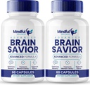 Suplementos cerebrales para cápsulas de memoria y foco, BrainSavior Advanced Formula Brain Health Support - Maximum Strength Nootropics Brain-Savior All Natural Support Reviews (2 Pack)
